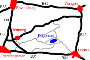 Karte Degersee - Lage und Anfahrt